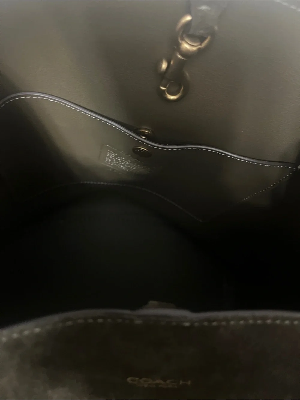 Coach Suede Bleecker Bucket Shoulder Bag in Dark Olive